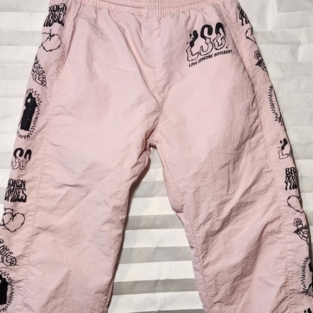 Broken Promises Fake Fairytale Crinkile Track Pants Pink‎ Womens X-Small Joggers